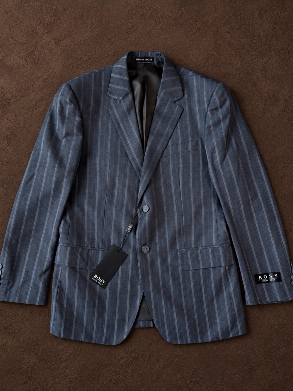NWT HUGO BOSS Men Gray Pure Wool Pinstriped Tailored Blazer Jacket US46 Luxury